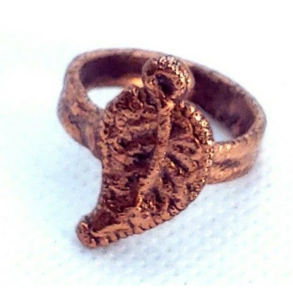 Copper leaf ring size 6.5